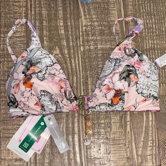 Reversible Floral Print Women's Bikini Top - Picture 1 of 3